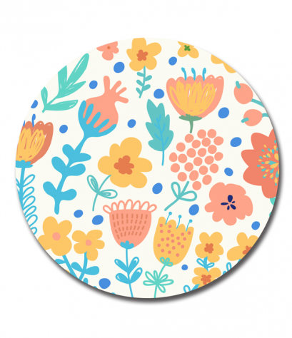 ที่รองแก้วน้ำสกรีน ไม้ MDF ลายดอกไม้